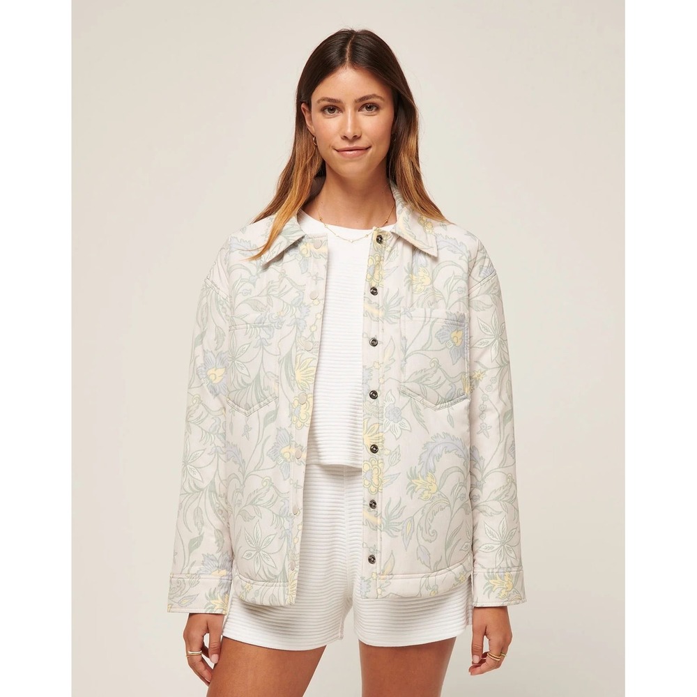 Travis Mathew Three Day Getaway Jacket Womens XS Pumice Floral Quilted NWT
